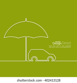 Icon of the car under umbrella.