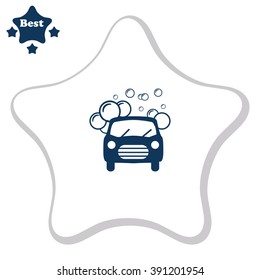 Icon of car wash. Bubble.