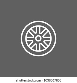 Icon of car wheel. Alloy, tire, disc. Car service concept. Can be used for topics like automobile, car accessory, technical support.