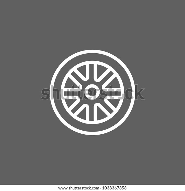 Icon of car wheel. Alloy, tire, disc. Car\
service concept. Can be used for topics like automobile, car\
accessory, technical\
support.