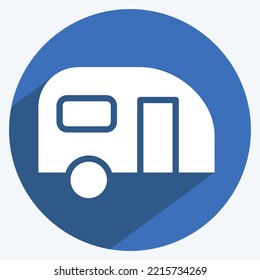Icon caravan. suitable for Automotive symbol. long shadow style. simple design editable. design template vector. simple illustration