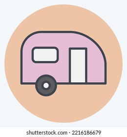 Icon caravan. suitable for Automotive symbol. color mate style. simple design editable. design template vector. simple illustration