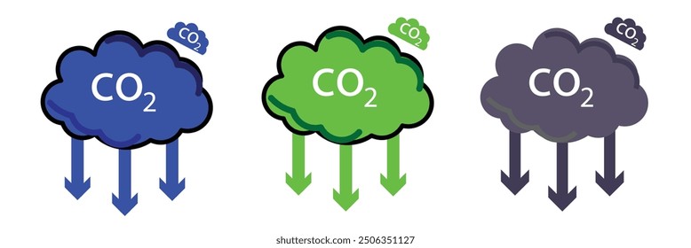 The icon of carbon dioxide. CO2. Carbon dioxide emissions. Simple linear vector. isolated on a white background. vector illustration. EPS 10.