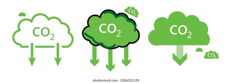 Das Symbol für Kohlendioxid. CO2. Kohlendioxidemissionen. Einfacher linearer Vektor. einzeln auf weißem Hintergrund. Vektorgrafik. EPS 10.