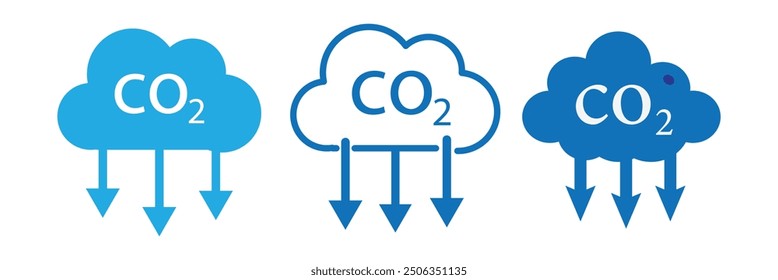 El icono del dióxido de carbono. CO2. Emisiones de dióxido de carbono. Vector lineal simple. aislado en un fondo blanco. Ilustración vectorial. EPS 10.