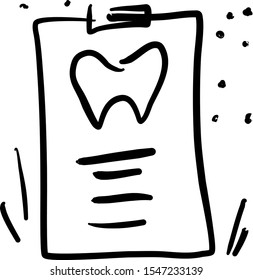 Icon card of the client, with teeth. Dentistry. Hand-drawn