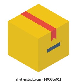 Icon of cardboard box in isometric design