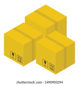 Icon of cardboard box in isometric design