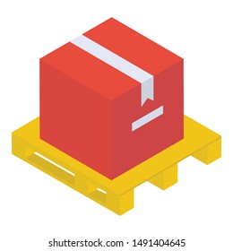 Icon of cardboard box in isometric design