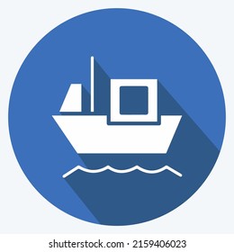 Icon Cargo Barge. suitable for education symbol. long shadow style. simple design editable. design template vector. simple illustration