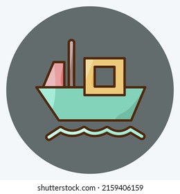 Icon Cargo Barge. suitable for education symbol. flat style. simple design editable. design template vector. simple illustration