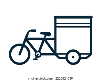 Icono de la bicicleta de carga o la bicicleta de entrega con caja de transporte para el negocio - ilustración vectorial aislada en fondo blanco