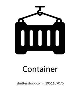 Icon of cargo container in solid style 