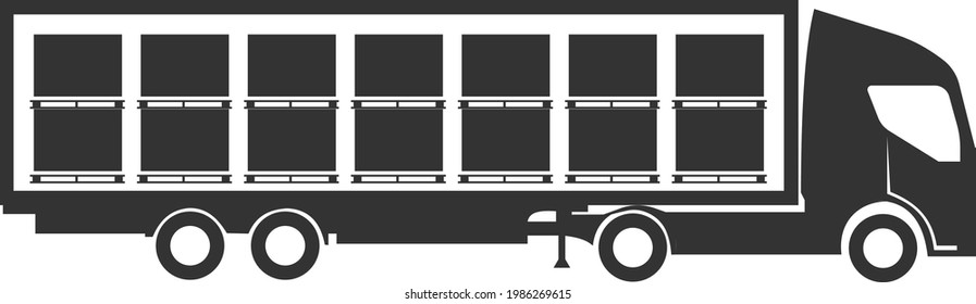 Icon of cargo delivery by cargo transport. Delivery service. The image is intended for applications and websites. Vector illustration isolated on a white background.