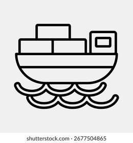 Icono de barco de carga. Exportar Elementos de importación. Icono en estilo de línea.