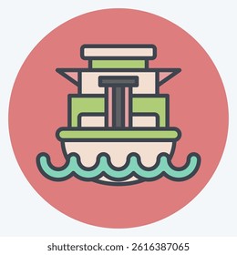 Icon Cargo Ship. related to Vehicle symbol. color mate style. editable