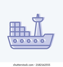 Icon Cargo Ship. suitable for Education symbol. two tone style. simple design editable. design template vector. simple illustration