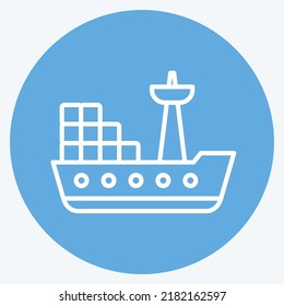 Icon Cargo Ship. suitable for Education symbol. blue eyes style. simple design editable. design template vector. simple illustration