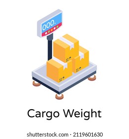 Icono de peso de carga en diseño isométrico.

