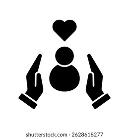 Icono de un cuidado, aislado contra un fondo limpio.