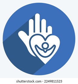 Icon Caring For People. related to Psychological symbol. long shadow style. simple illustration. emotions, empathy, assistance