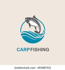 icon of carp fish with waves