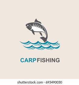 icon of carp fish with waves