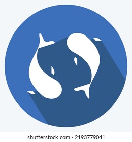 Icon Carps. suitable for Japanese symbol. long shadow style. simple design editable. design template vector. simple illustration