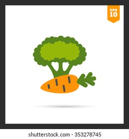 Icon of carrot and broccoli curd