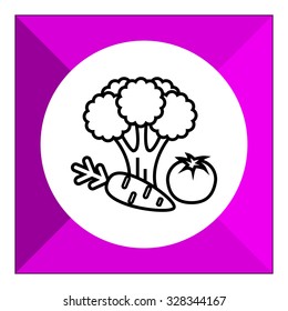 Icon of carrot, broccoli curd, tomato