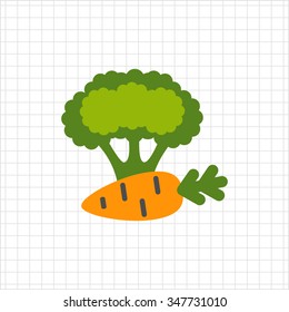 Icon of carrot and broccoli floret