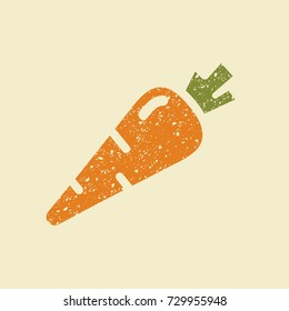 Icon of a carrot. Stylized drawing with colored pencils