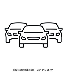 Um ícone de carros em um grande engarrafamento, simbolizando o congestionamento que normalmente ocorre em estradas movimentadas da cidade durante a hora do rush.