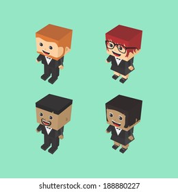 icon cartoon character block isometric