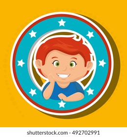 icon cartoon child boy happy