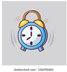 Icon in cartoon flat style retro in vector illustration, alarm clock rings.
