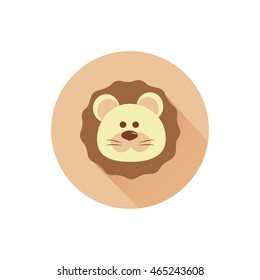 Icon of a cartoon head of a lion, flat design.