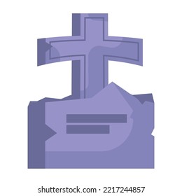 Icon cartoon headstone or tombstone for grave. Death gravestone for cemetery and dead symbol. Halloween tomb or scary burial. Crypt or old element rip and ingenious vector illustration
