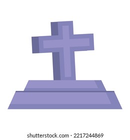 Icon cartoon headstone or tombstone for grave. Death gravestone for cemetery and dead symbol. Halloween tomb or scary burial. Crypt or old element rip and ingenious vector illustration