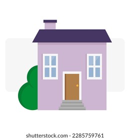 icon with cartoon house. Vector illustration.
