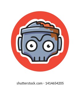 Icon cartoon illustration of zombie robot