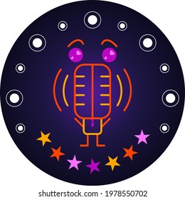 Icon with a cartoon microphone. Vector illustration. Perfect for a logo template, avatar, or app icon.