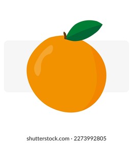 icon with cartoon orange. Organic food. Vector illustration.