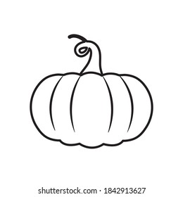 icon of cartoon pumpkin over white background, line style, vector illustration