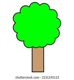icon with cartoon tree. Creative concept. Ecology concept. Vector illustration. stock image.