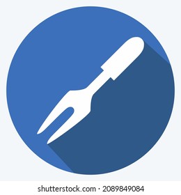 Icon Carving Fork - Long Shadow Style - Simple illustration,Editable stroke,Design template vector, Good for prints, posters, advertisements, announcements, info graphics, etc.