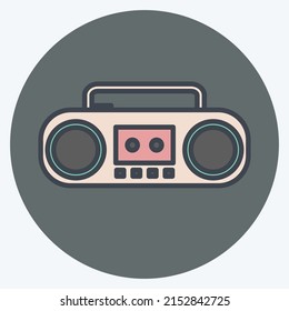 Icon Casette Player. suitable for music symbol. color mate style. simple design editable. design template vector. simple symbol illustration