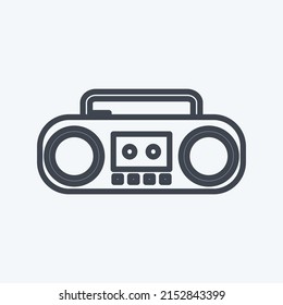 Icon Casette Player. suitable for music symbol. line style. simple design editable. design template vector. simple symbol illustration