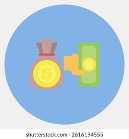 Icon cash back. Cashless society elements. Icon in color mate style.