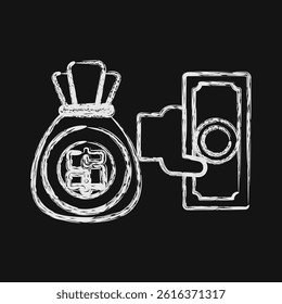 Icon cash back. Cashless society elements. Icon in chalk style.